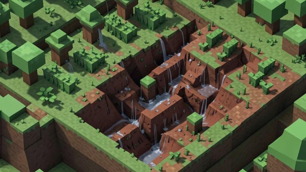 Cena da vistoria em arte voxel: Sulcos de erosão reaparecendo na encosta PL-02